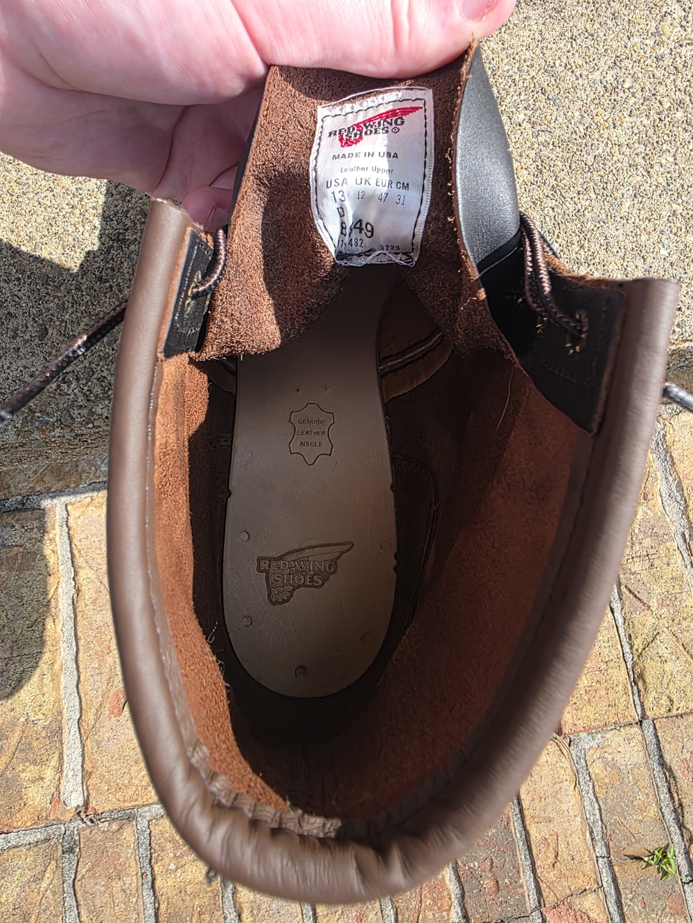 Red Wing Classic Moc Toe Wedge Sole Black Prairie Leather - Men's 13 / 8849 - Picture 10 of 10